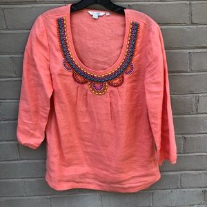 NWOT Boden Beaded Linen Size 8 Top